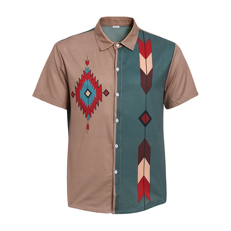 Camicia western da uomo con stampa tribale azteca e colori divisi - image 9