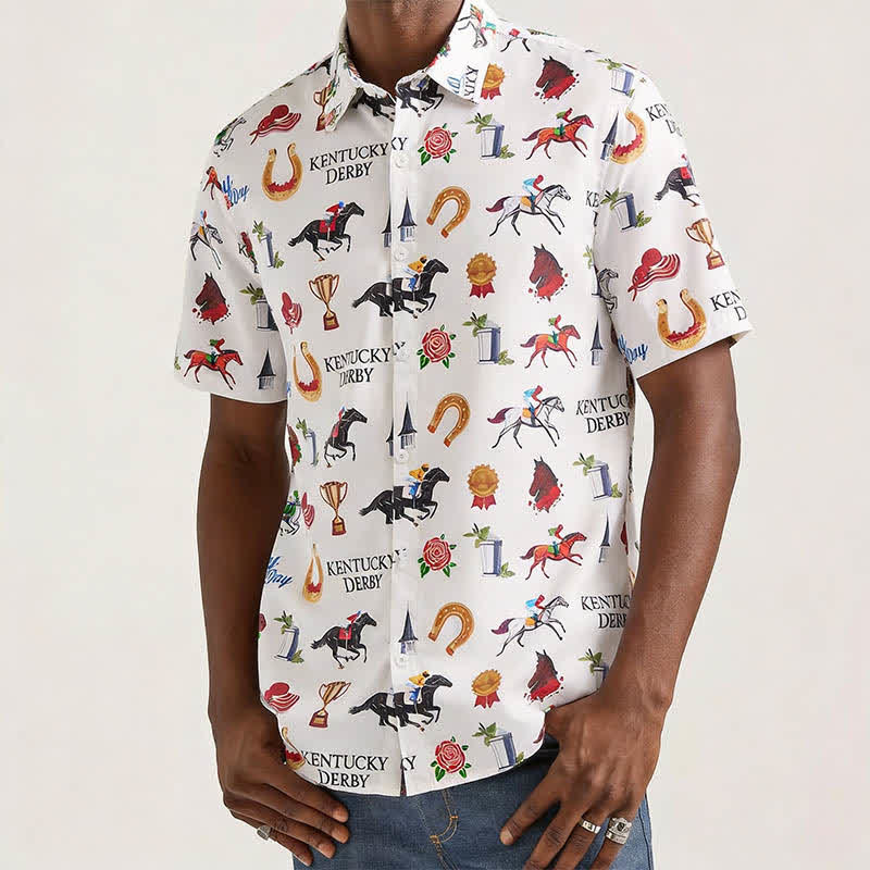 Camicia da uomo con stampa a motivi western "Run For The Roses" - image 1