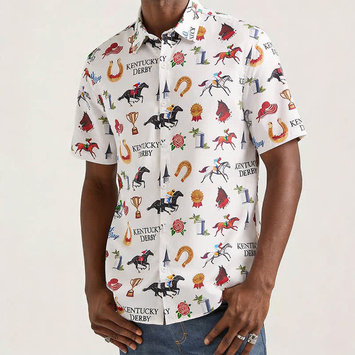 Camicia da uomo con stampa a motivi western "Run For The Roses" - image 1
