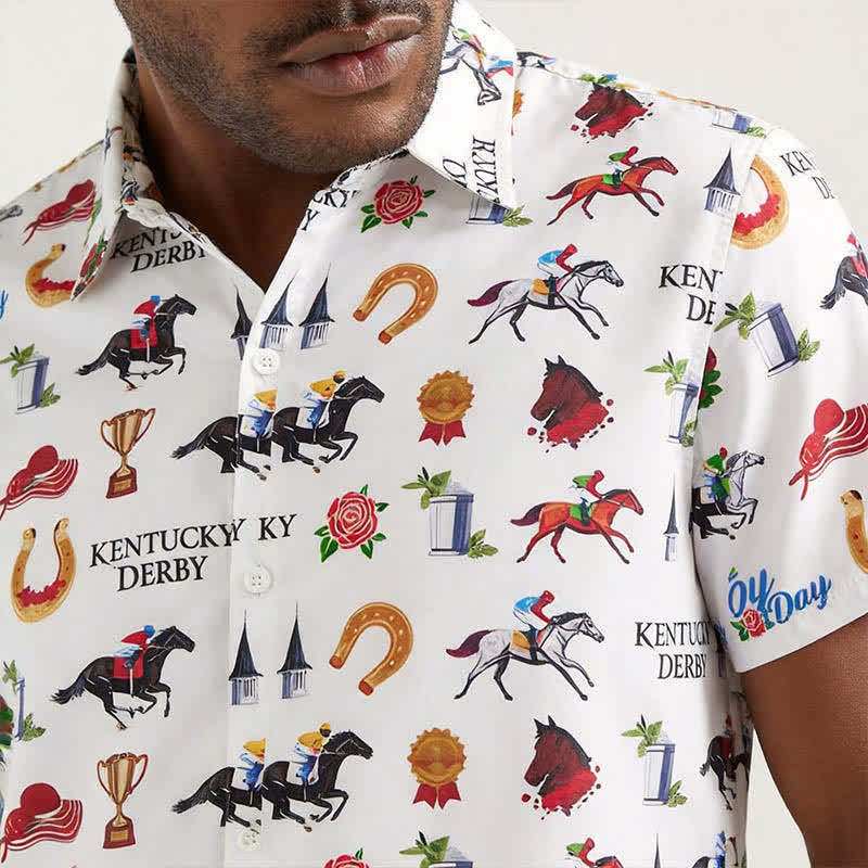 Camicia da uomo con stampa a motivi western "Run For The Roses" - image 3