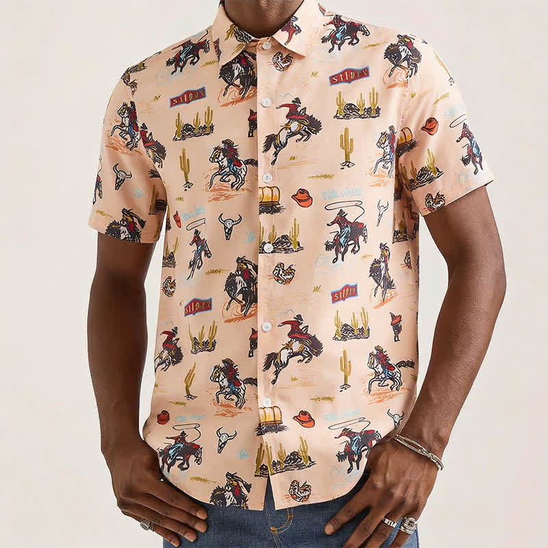 Camicia da uomo versatile con stampa integrale a tema deserto e selvaggio West. - image 1