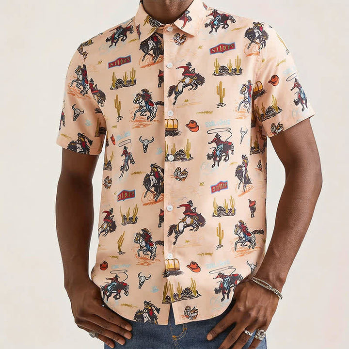 Camicia da uomo versatile con stampa integrale a tema deserto e selvaggio West. - image 1