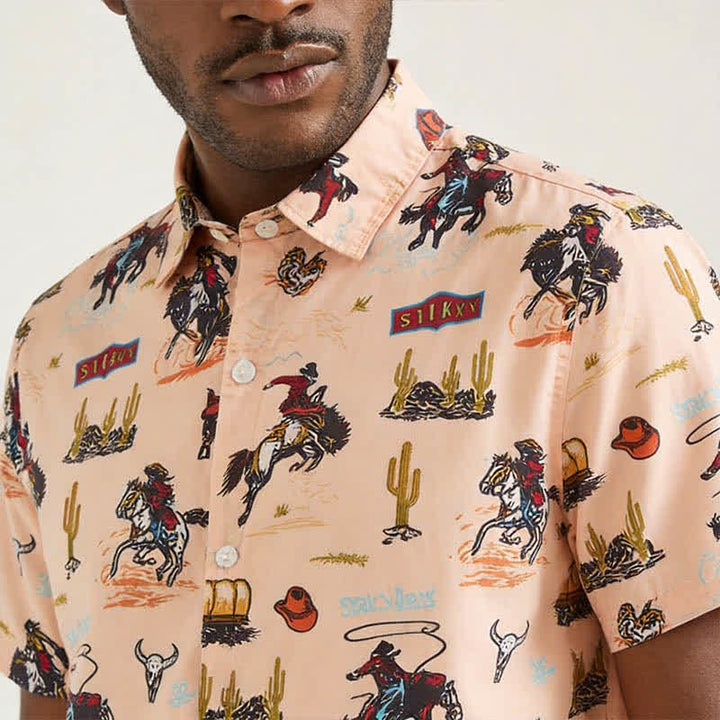 Camicia da uomo versatile con stampa integrale a tema deserto e selvaggio West. - image 3