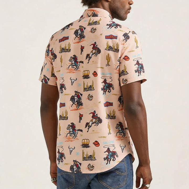 Camicia da uomo versatile con stampa integrale a tema deserto e selvaggio West. - image 2