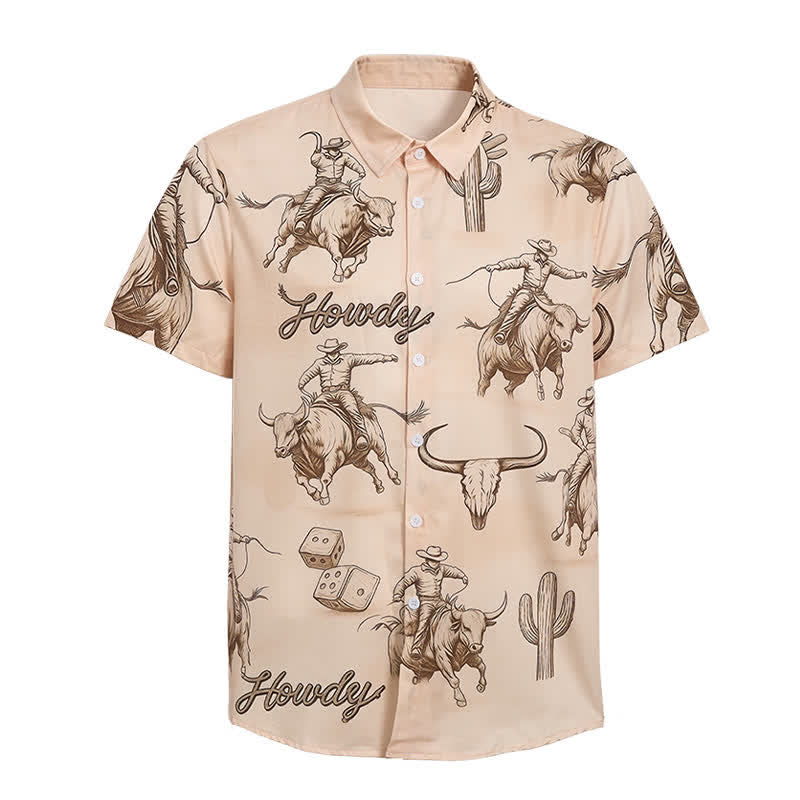 Camicia da uomo moderna retrò con stampa "Howdy Rodeo Bull Rider". - image 10