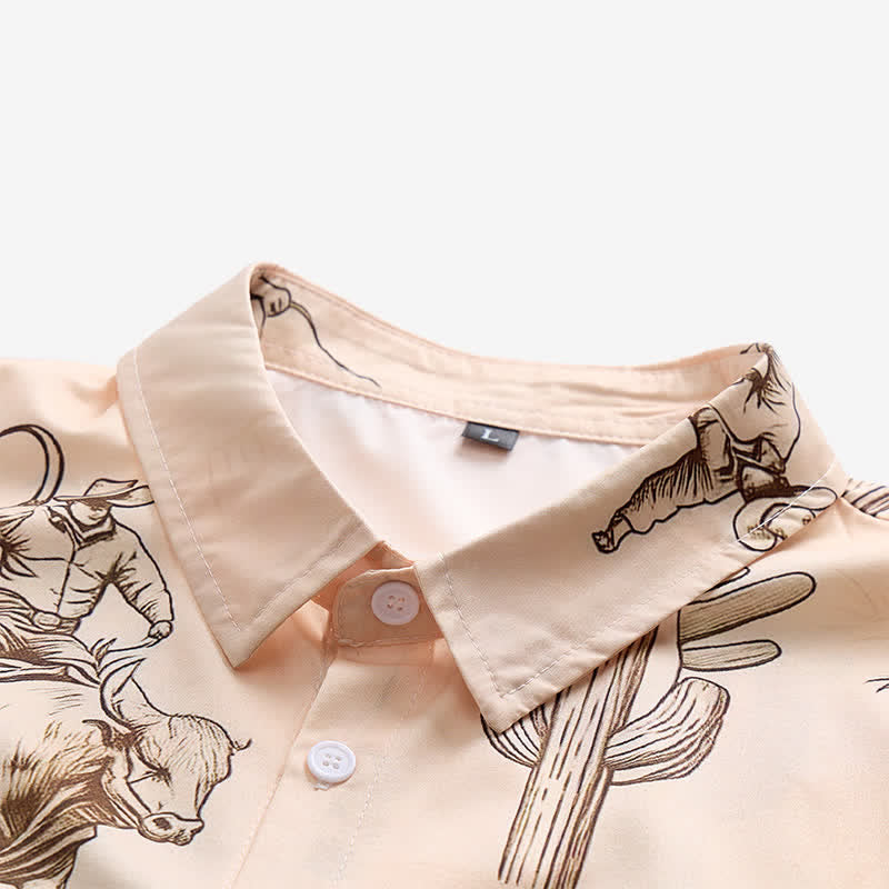 Camicia da uomo moderna retrò con stampa "Howdy Rodeo Bull Rider". - image 4