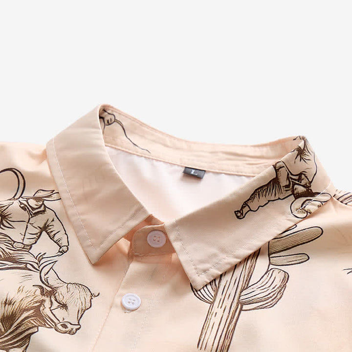 Camicia da uomo moderna retrò con stampa "Howdy Rodeo Bull Rider". - image 4