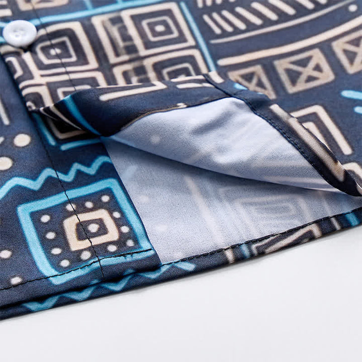 Camicia da uomo in stile western con motivo geometrico africano tribale azteco - image 6