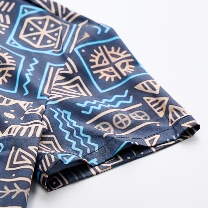Camicia da uomo in stile western con motivo geometrico africano tribale azteco - image 7