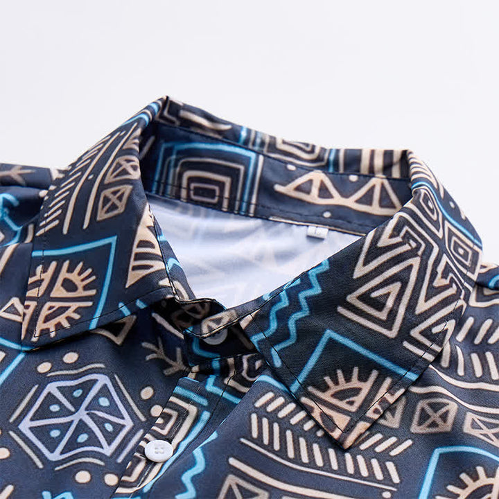 Camicia da uomo in stile western con motivo geometrico africano tribale azteco - image 4