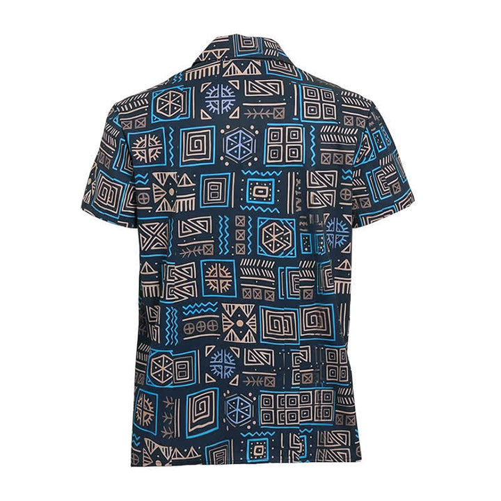 Camicia da uomo in stile western con motivo geometrico africano tribale azteco - image 9