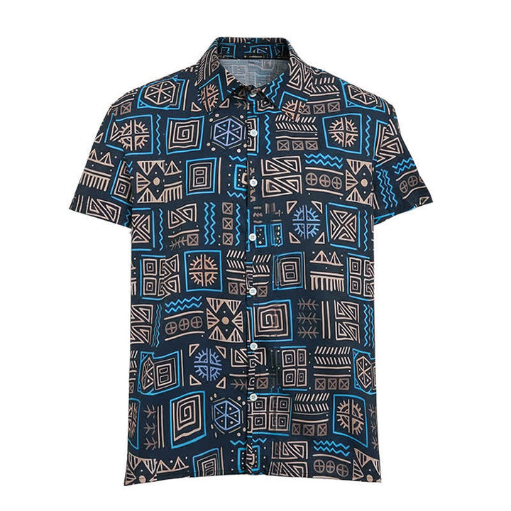 Camicia da uomo in stile western con motivo geometrico africano tribale azteco - image 8