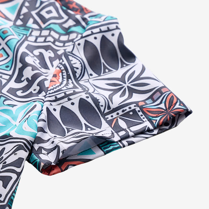 Camicia da uomo con motivo azteco patchwork audace e tribale dell'isola - image 8