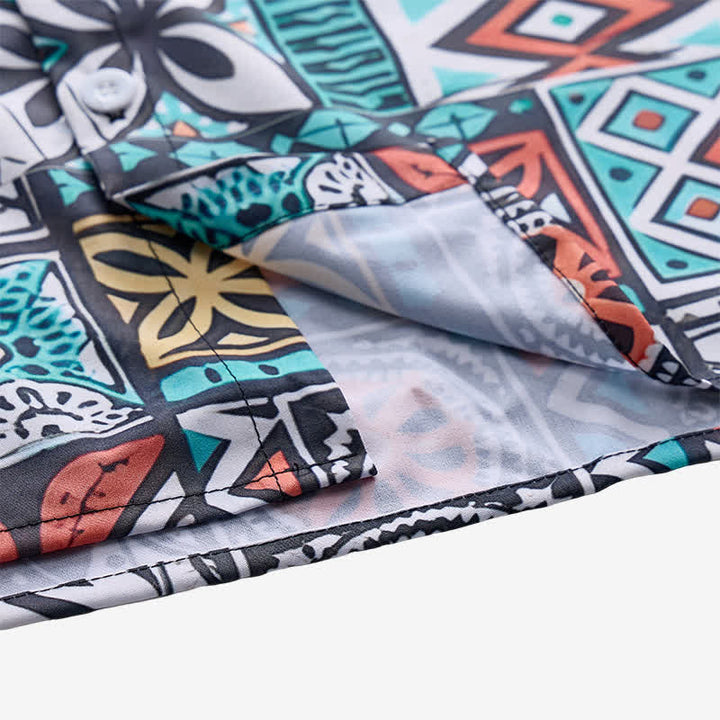 Camicia da uomo con motivo azteco patchwork audace e tribale dell'isola - image 7