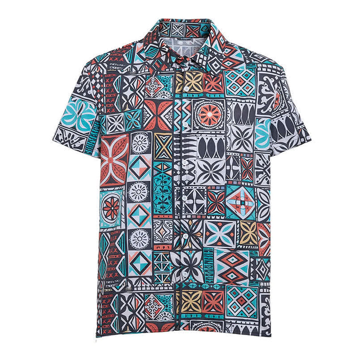 Camicia da uomo con motivo azteco patchwork audace e tribale dell'isola - image 9