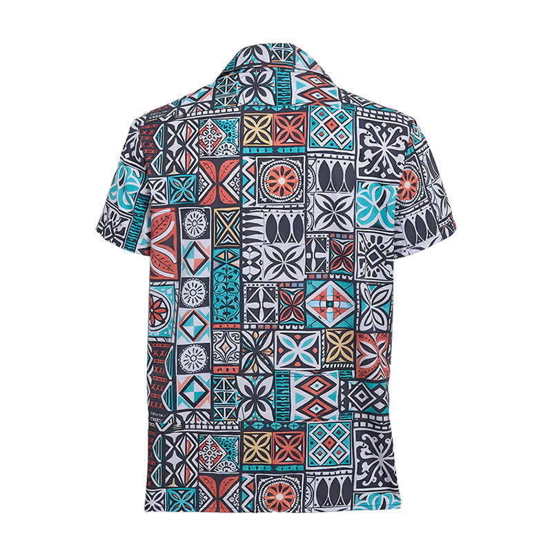 Camicia da uomo con motivo azteco patchwork audace e tribale dell'isola - image 10