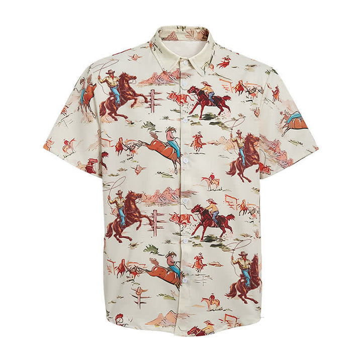 Camicia western da uomo in stile retrò con stampa di lazo e cavallo - image 9