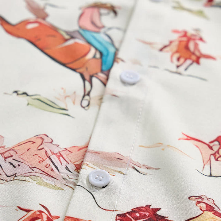 Camicia western da uomo in stile retrò con stampa di lazo e cavallo - image 5