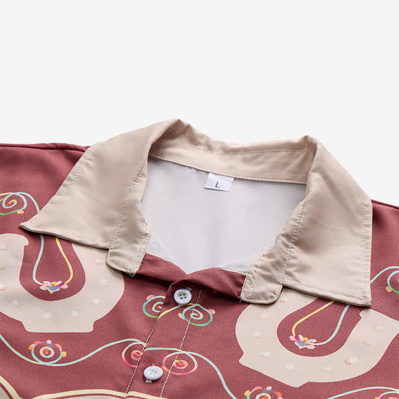Camicia da uomo bicolore in stile western con motivo a ferro di cavallo e carré. - image 4