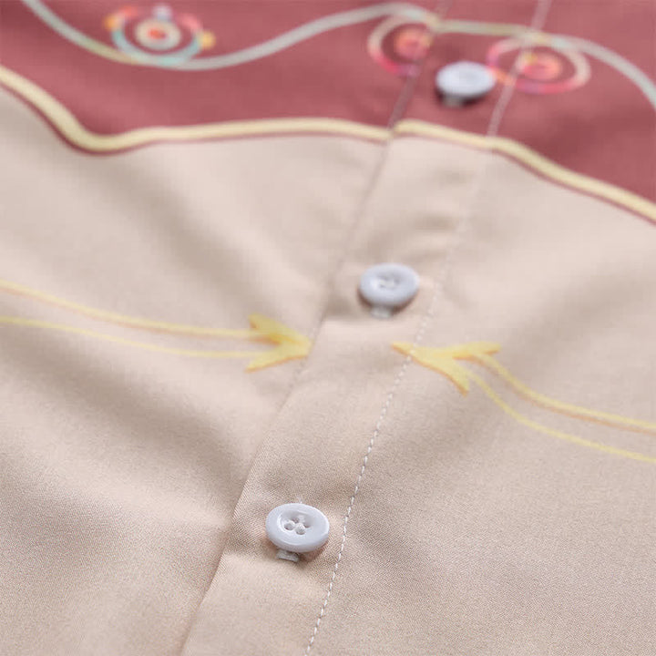 Camicia da uomo bicolore in stile western con motivo a ferro di cavallo e carré. - image 5