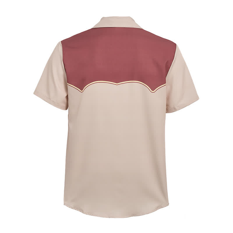 Camicia da uomo bicolore in stile western con motivo a ferro di cavallo e carré. - image 10