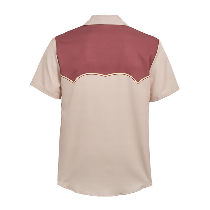 Camicia da uomo bicolore in stile western con motivo a ferro di cavallo e carré. - image 10