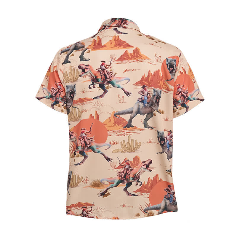 Camicia da uomo con stampa a tema Far West con dinosauro cavaliere - image 10