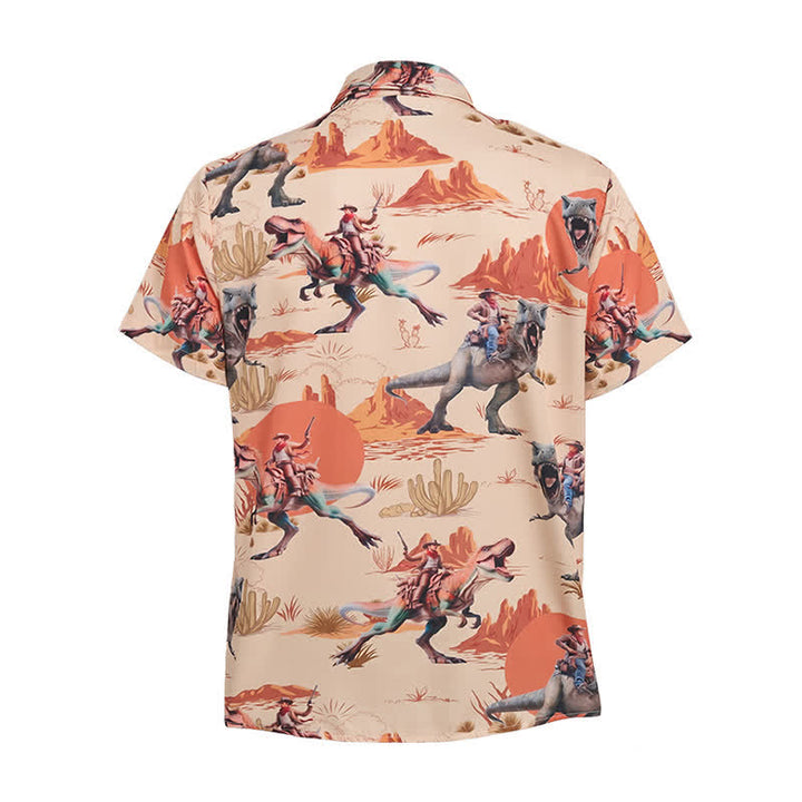 Camicia da uomo con stampa a tema Far West con dinosauro cavaliere - image 10