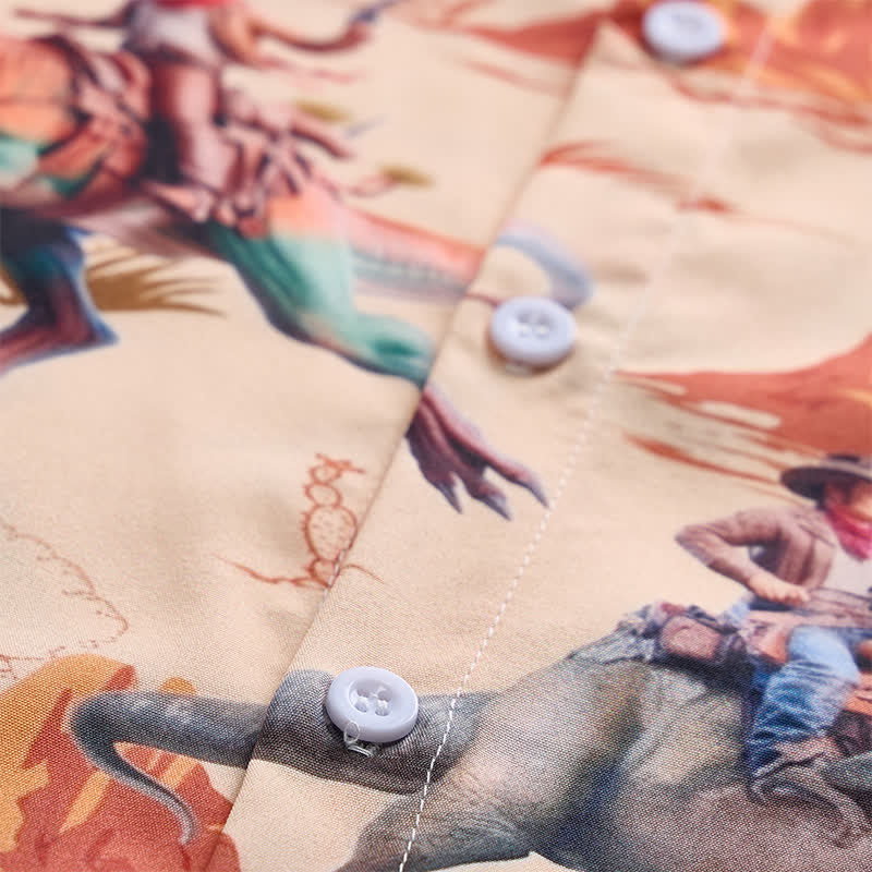 Camicia da uomo con stampa a tema Far West con dinosauro cavaliere - image 5