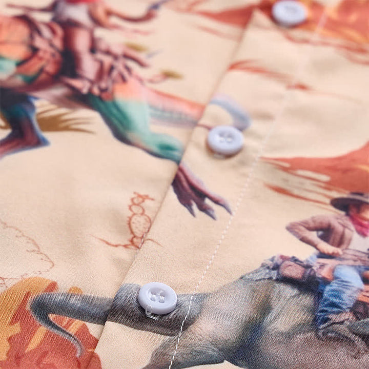 Camicia da uomo con stampa a tema Far West con dinosauro cavaliere - image 5