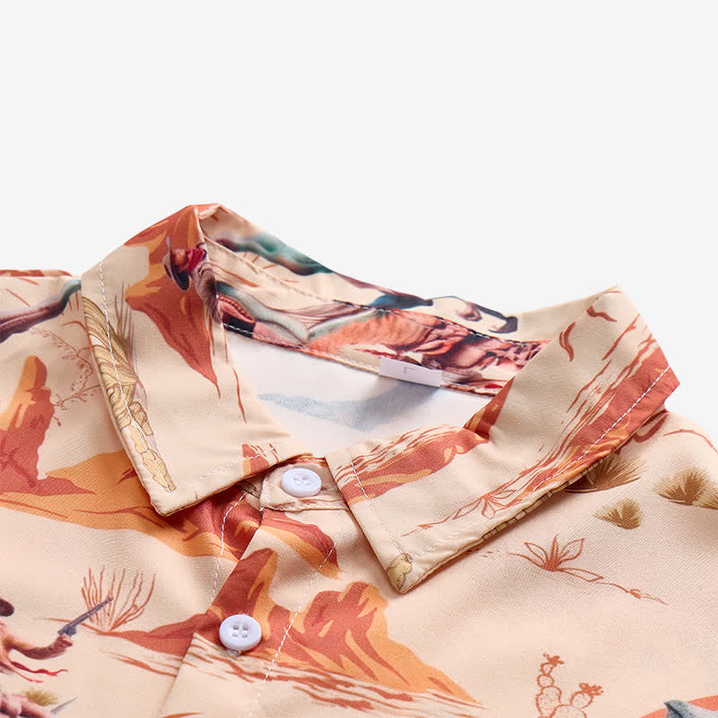 Camicia da uomo con stampa a tema Far West con dinosauro cavaliere - image 4