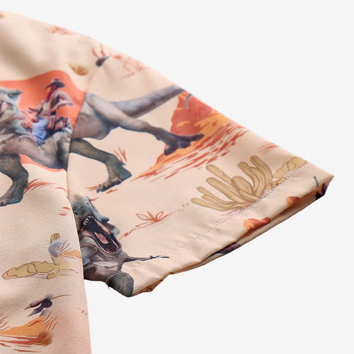 Camicia da uomo con stampa a tema Far West con dinosauro cavaliere - image 8