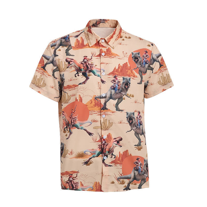 Camicia da uomo con stampa a tema Far West con dinosauro cavaliere - image 9