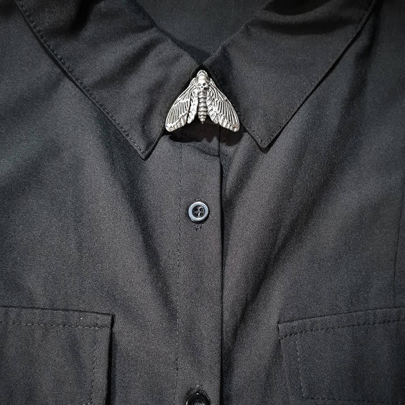 1 paio di copribottoni a pressione con motivo falena testa di morto per camicia - image 4