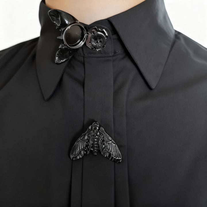 1 paio di copribottoni a pressione con motivo falena testa di morto per camicia - image 8