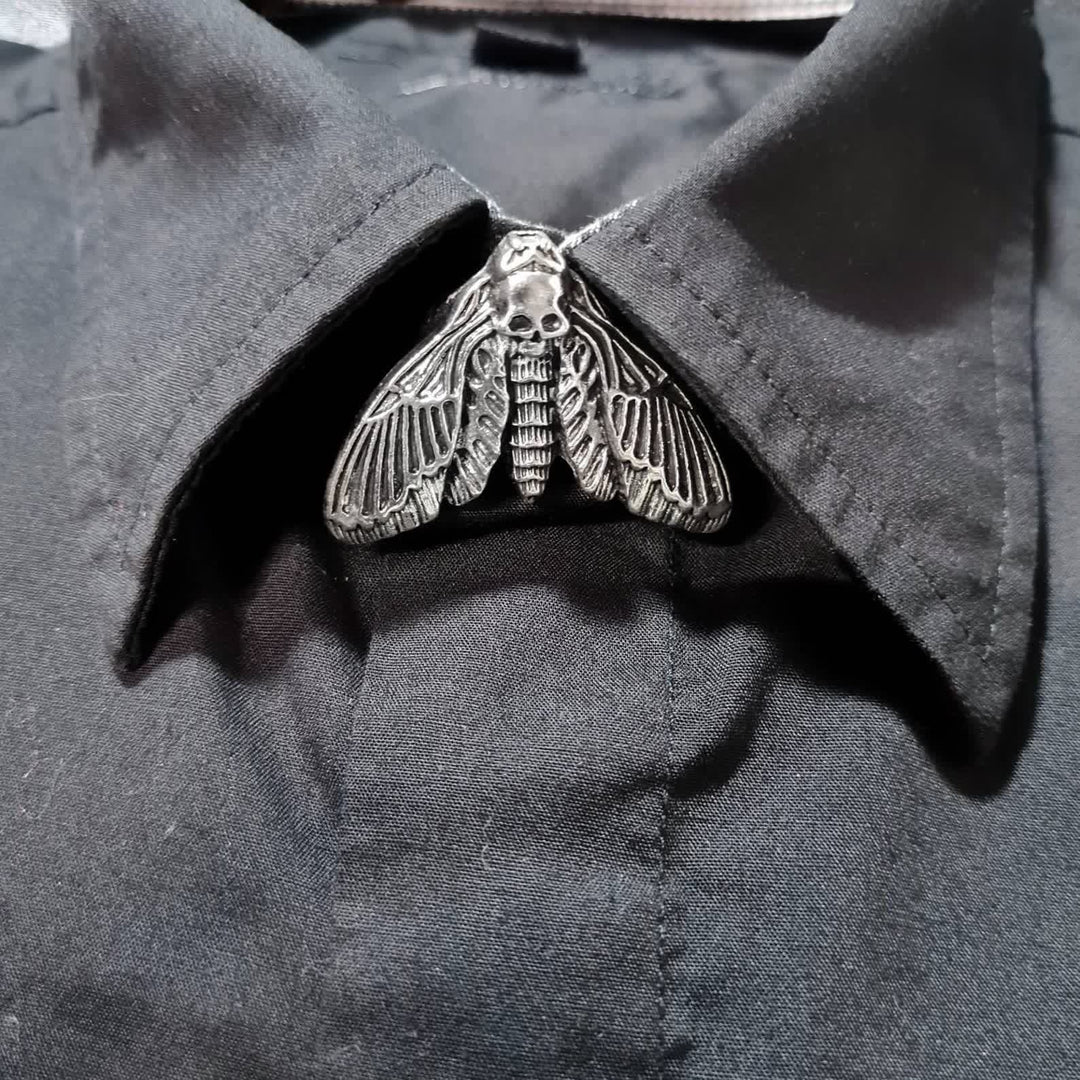 1 paio di copribottoni a pressione con motivo falena testa di morto per camicia - image 5