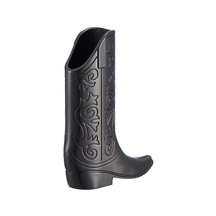 Custodia per accendino in metallo con stivale da cowboy inciso in stile retrò. - Nero - image 9