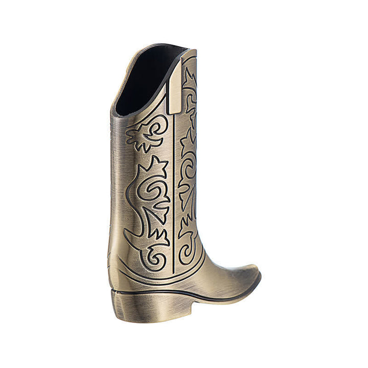 Custodia per accendino in metallo con stivale da cowboy inciso in stile retrò. - Bronzo - image 7