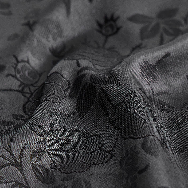 Camicia elegante da uomo a maniche lunghe con motivo a rose jacquard e bottoni nascosti. - image 8