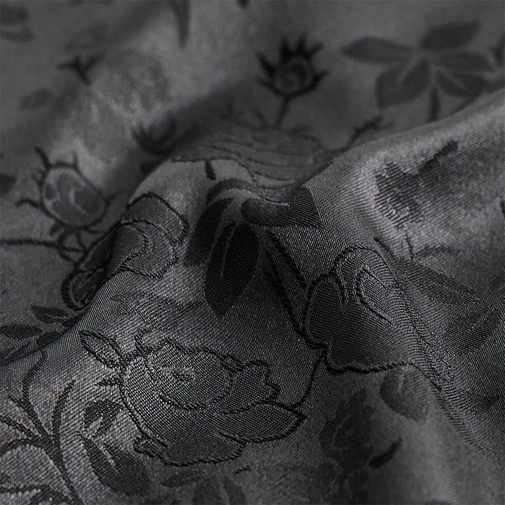 Camicia elegante da uomo a maniche lunghe con motivo a rose jacquard e bottoni nascosti. - image 8