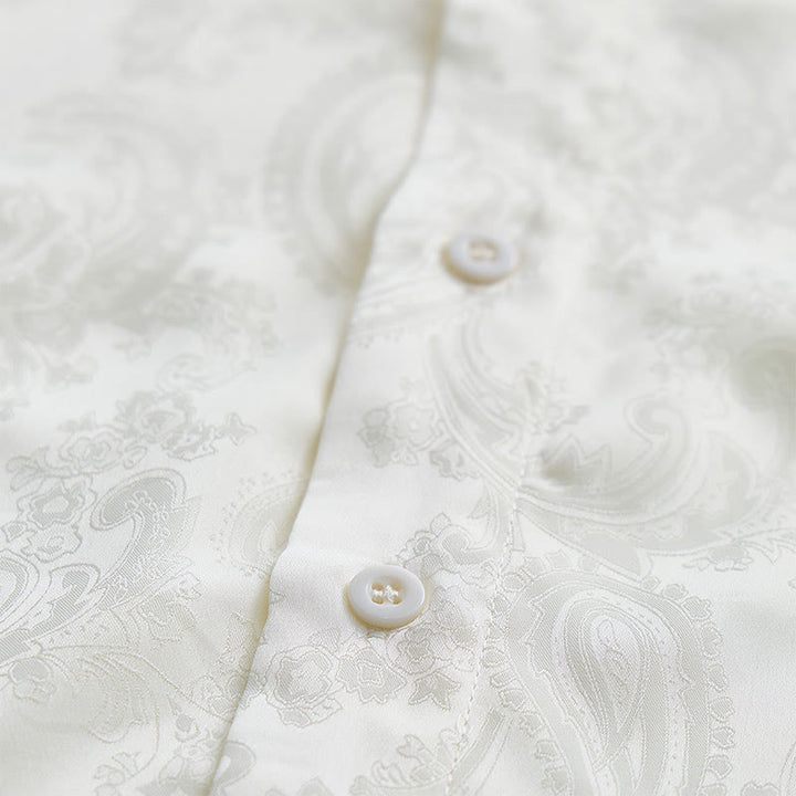 Camicia da sposo da uomo in raso jacquard con motivo paisley in stile retrò britannico - image 19