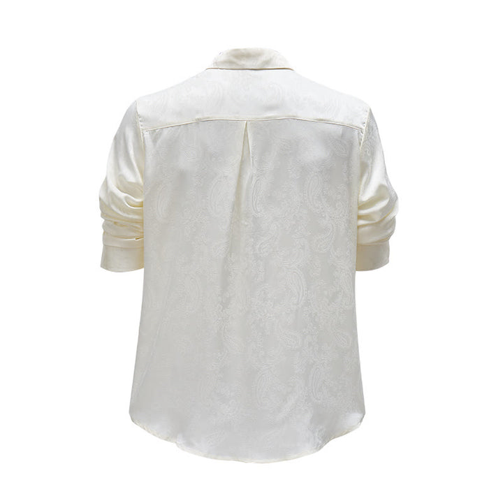 Camicia da sposo da uomo in raso jacquard con motivo paisley in stile retrò britannico - image 17