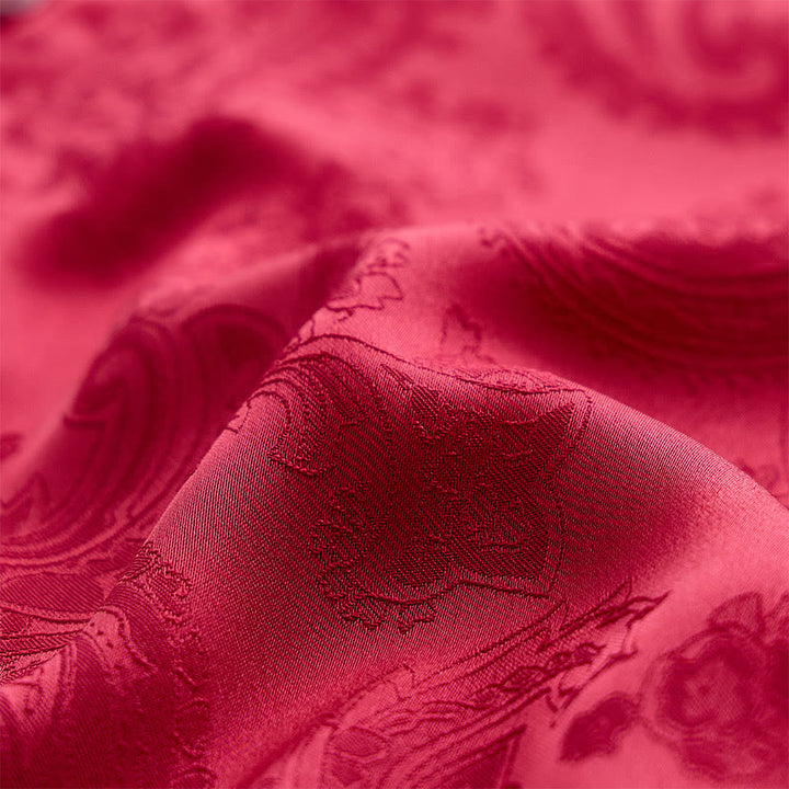 Camicia da sposo da uomo in raso jacquard con motivo paisley in stile retrò britannico - image 14