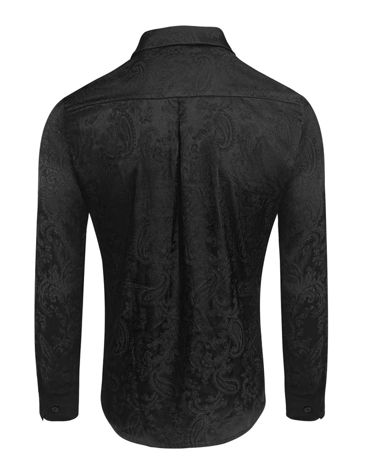 Camicia da sposo da uomo in raso jacquard con motivo paisley in stile retrò britannico - image 10
