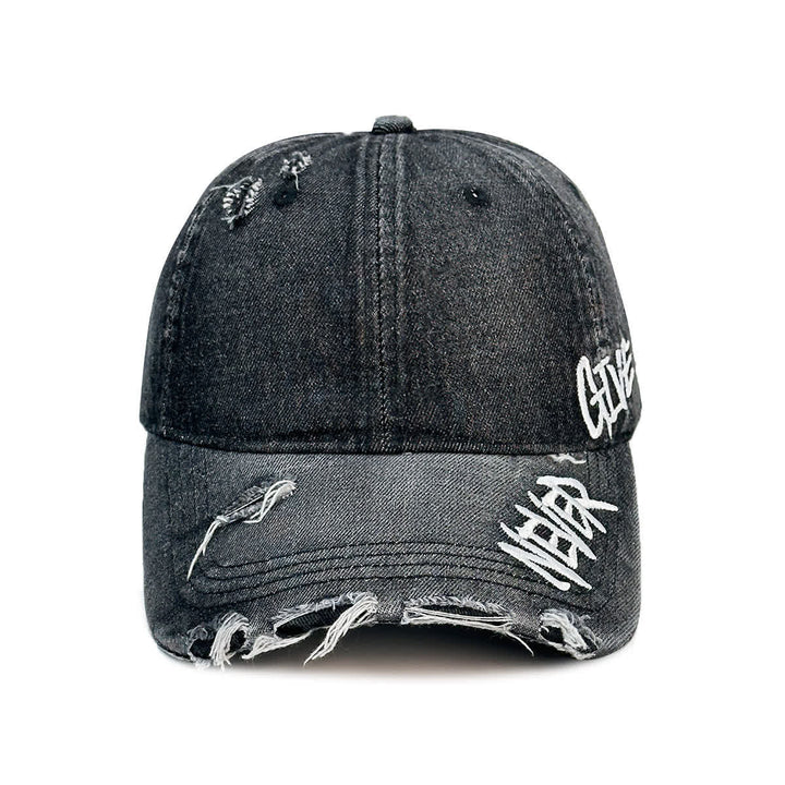 Cappellino da baseball in denim slavato con ricamo "Never Give Up" - image 6