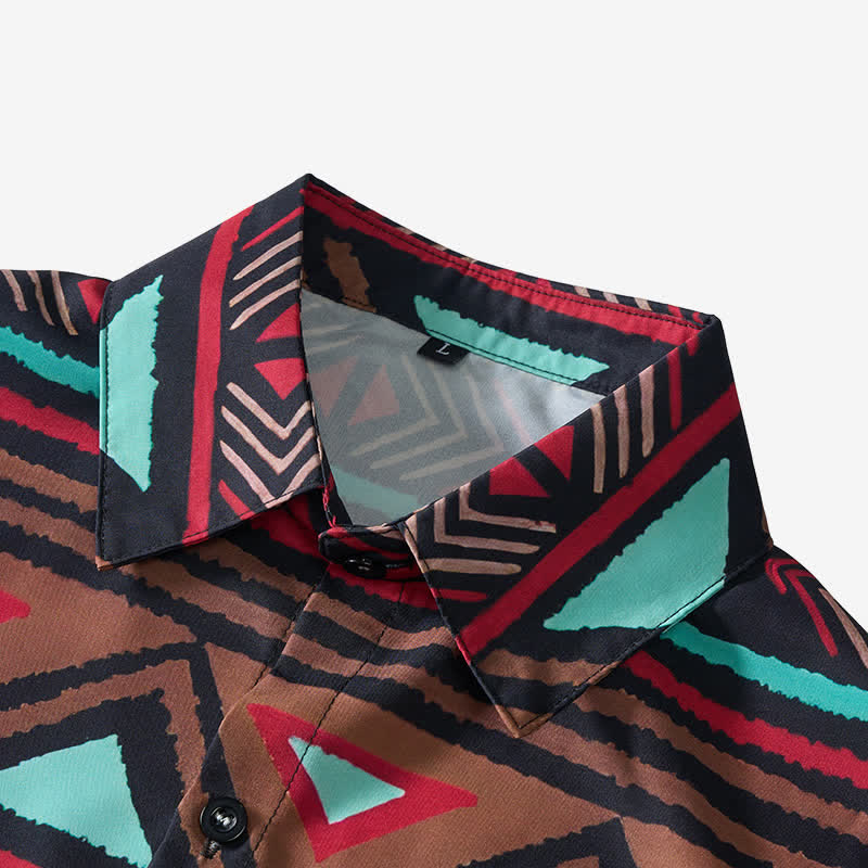Camicia da uomo in stile western con stampa geometrica azteca in stile retrò del sud-ovest americano - image 4