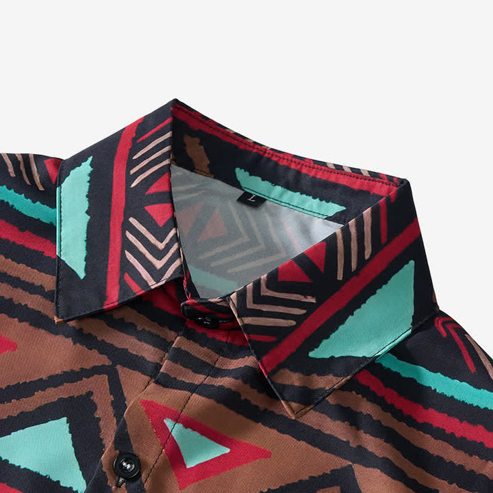 Camicia da uomo in stile western con stampa geometrica azteca in stile retrò del sud-ovest americano - image 4