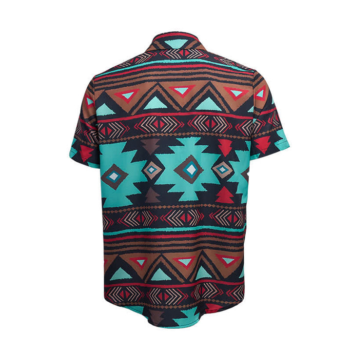 Camicia da uomo in stile western con stampa geometrica azteca in stile retrò del sud-ovest americano - image 10