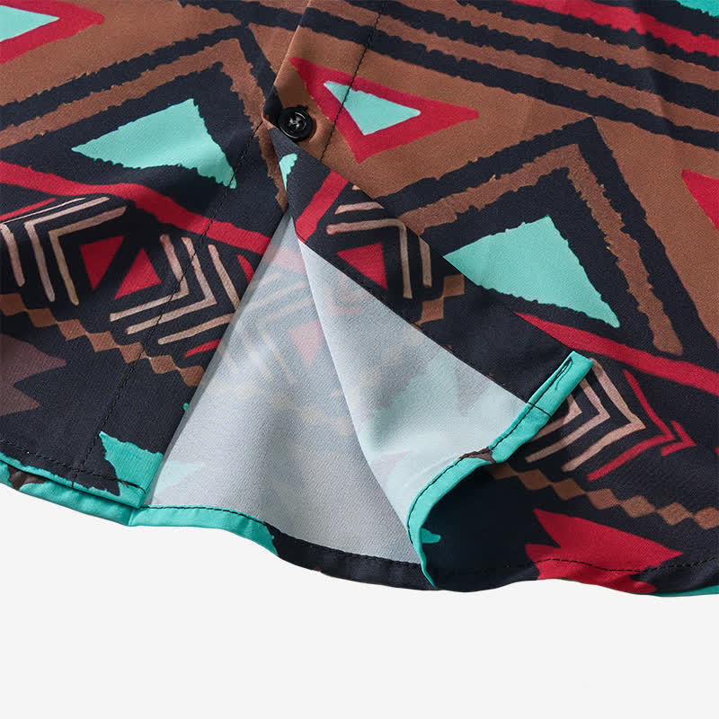 Camicia da uomo in stile western con stampa geometrica azteca in stile retrò del sud-ovest americano - image 7
