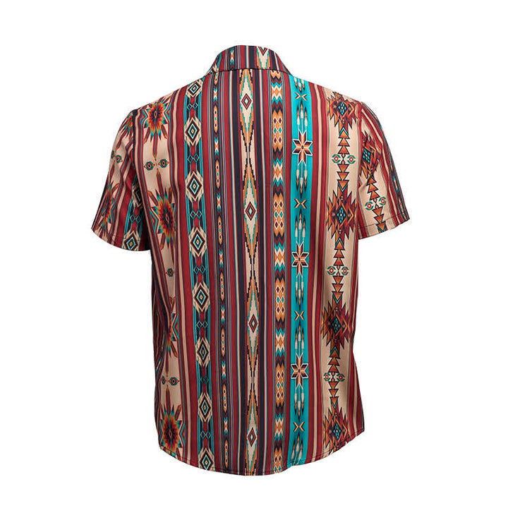 Camicia western da uomo color terracotta con stampa a righe azteche - image 9